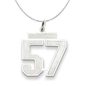 Sterling Silver, Jersey Collection, Medium Number 57 Necklace - 16 In